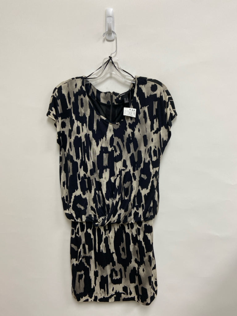 NWT Mango Size XS Cream/Gray Black Print Ladies Dress
