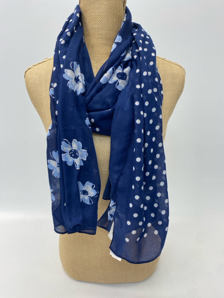 Talbots Navy Blue/White Dots Scarf