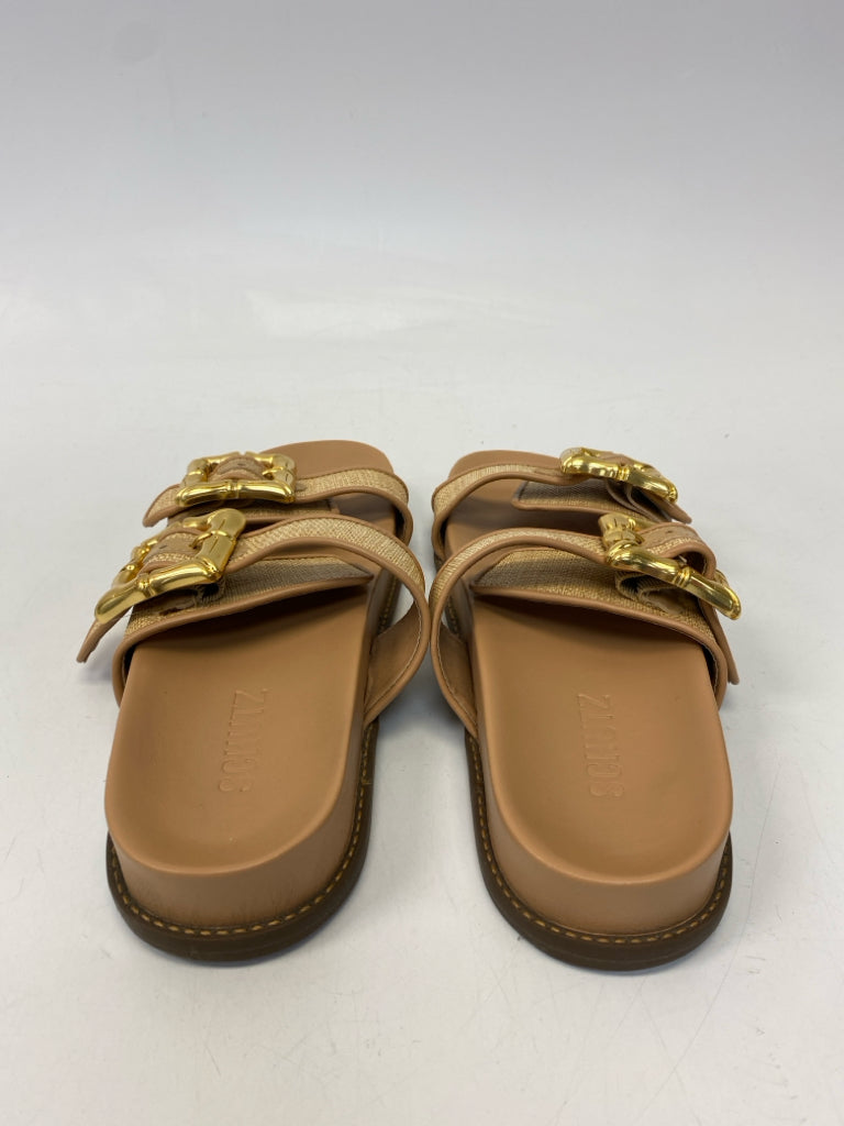 Size 8.5 Natural Gold Buckle(s) Sandals