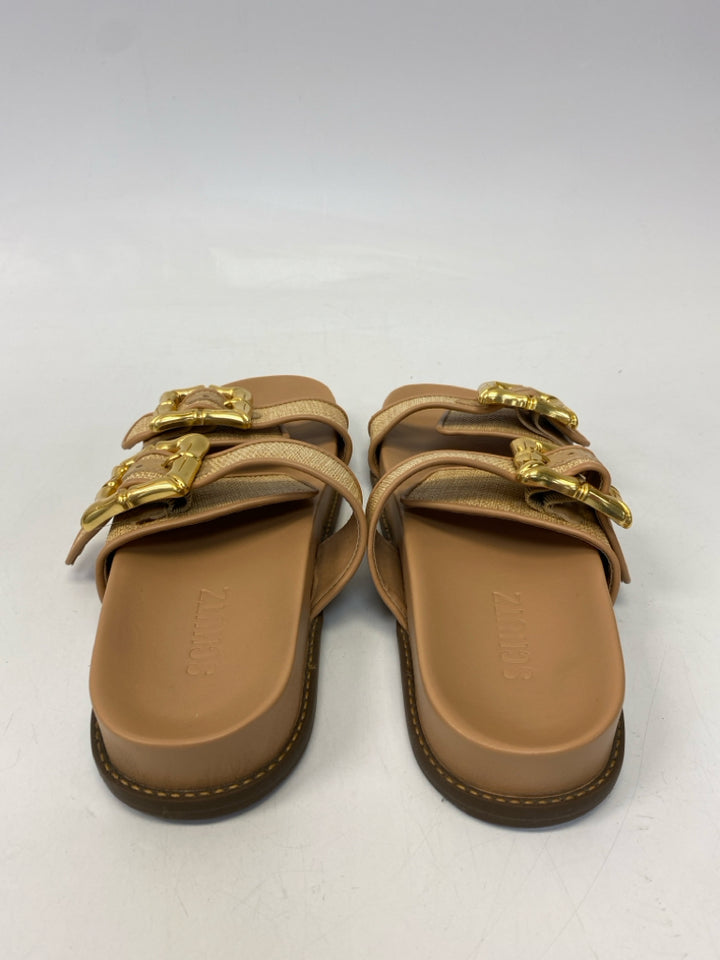 Size 8.5 Natural Gold Buckle(s) Sandals