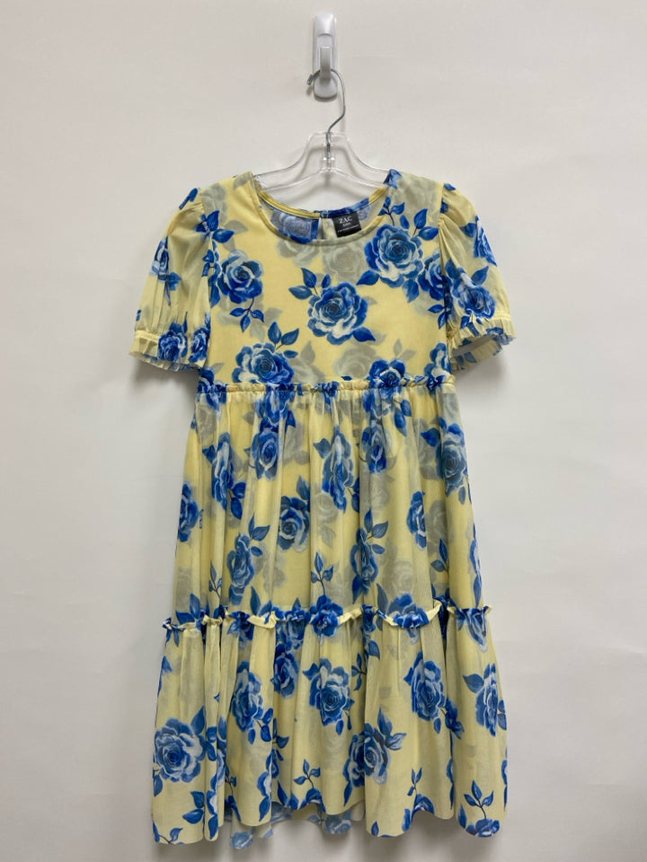 Zac Posen SIZE L Pale Yellow Blue/White Flowers Girl&