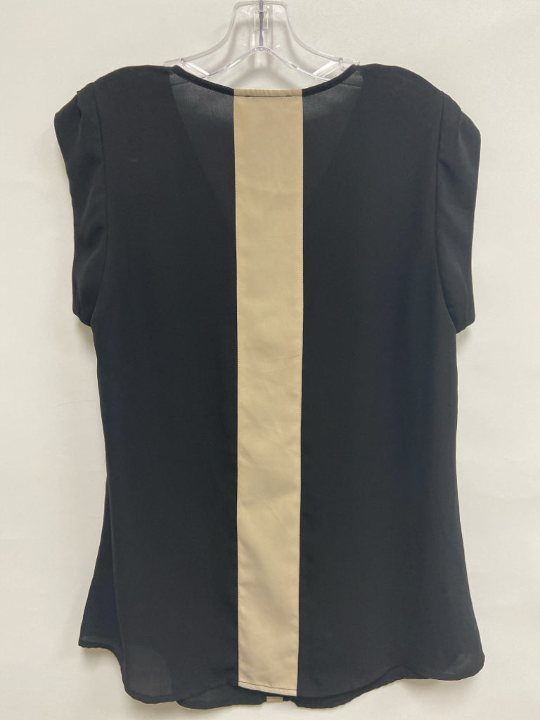 NWT THML Size L Black Beige V Neck Ladies Top