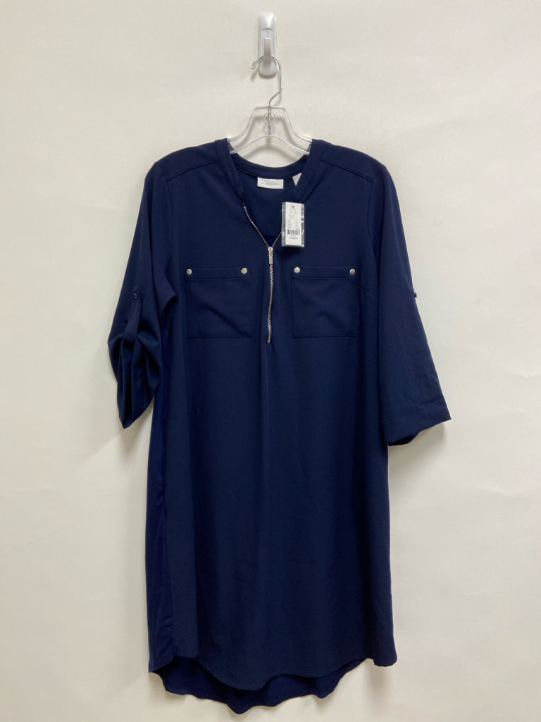 NWT NY&amp;Co Size M Navy Zipper 3/4 Sleeve Ladies Dress