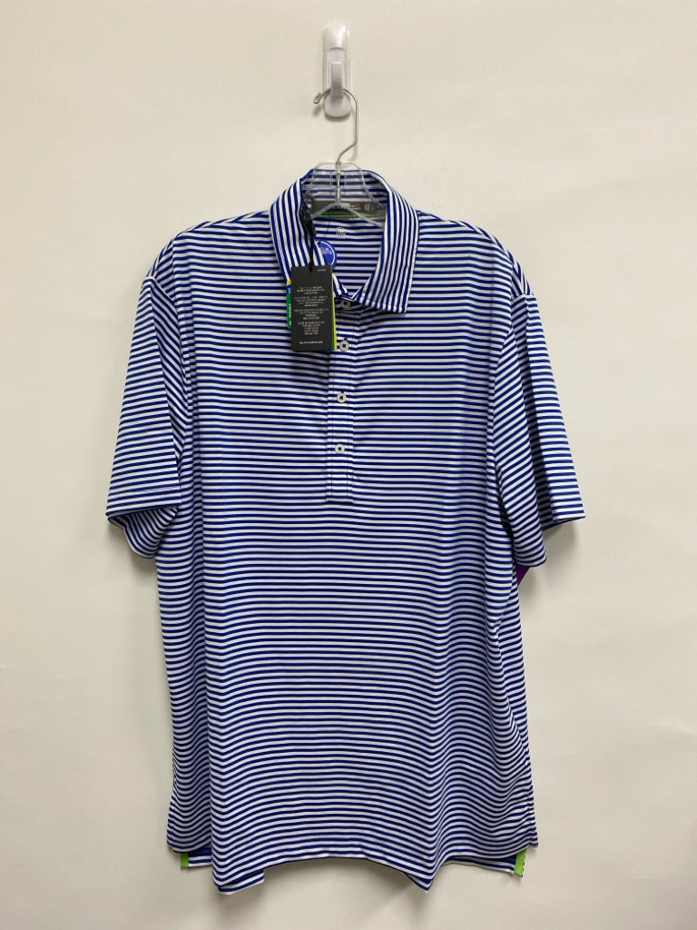 NWT Ralph Lauren Size L Royal Blue White Striped Polo Men&