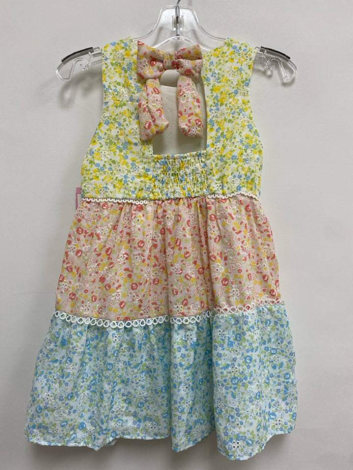 NWT Rare Editions SIZE 6 Yellow/White Green/Multi Flowers Girl&
