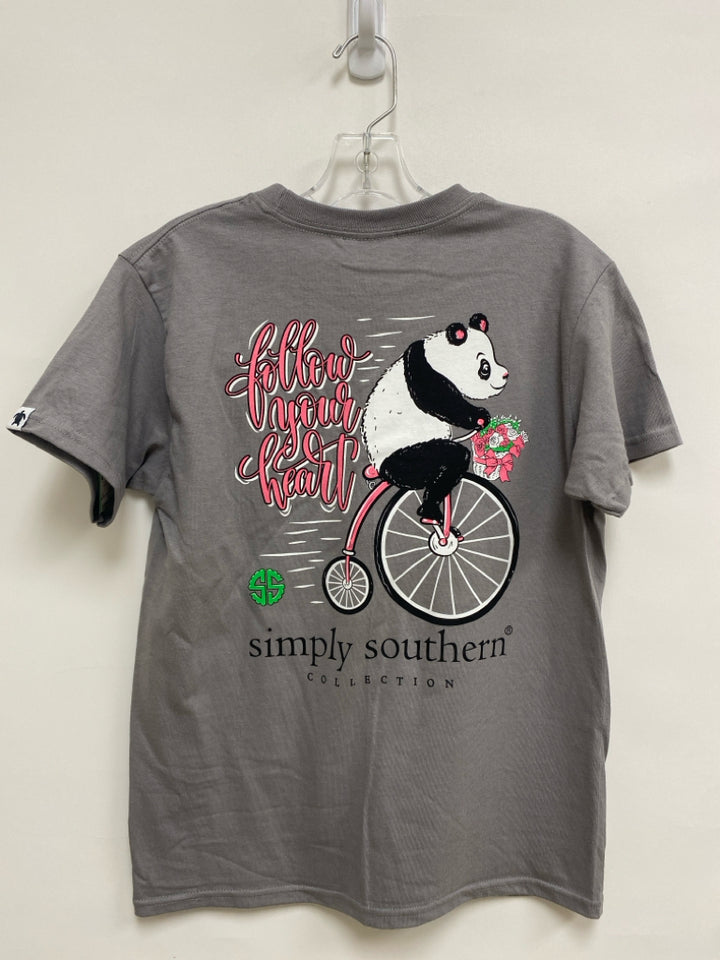NWT Simply Southern SIZE S Gray White/Black Logo Girl&