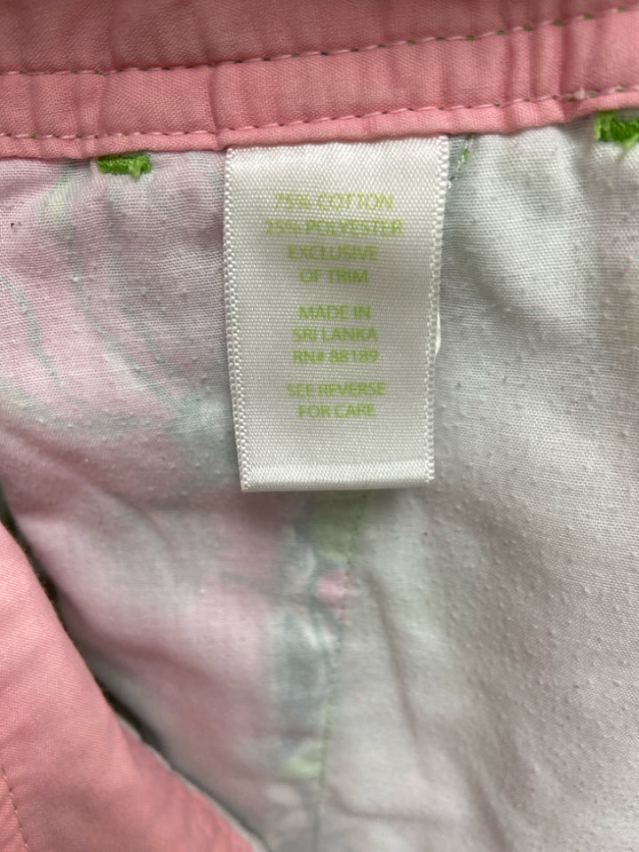 LILLY PULITZER Size 8 Pink/Green White Butterflies Ladies Shorts