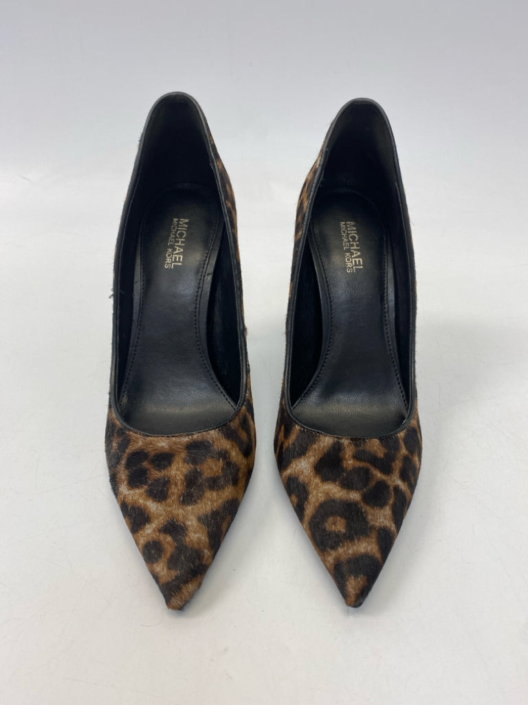 Michael Kors  Size 5.5 Brown Black Animal Print Fur Heels