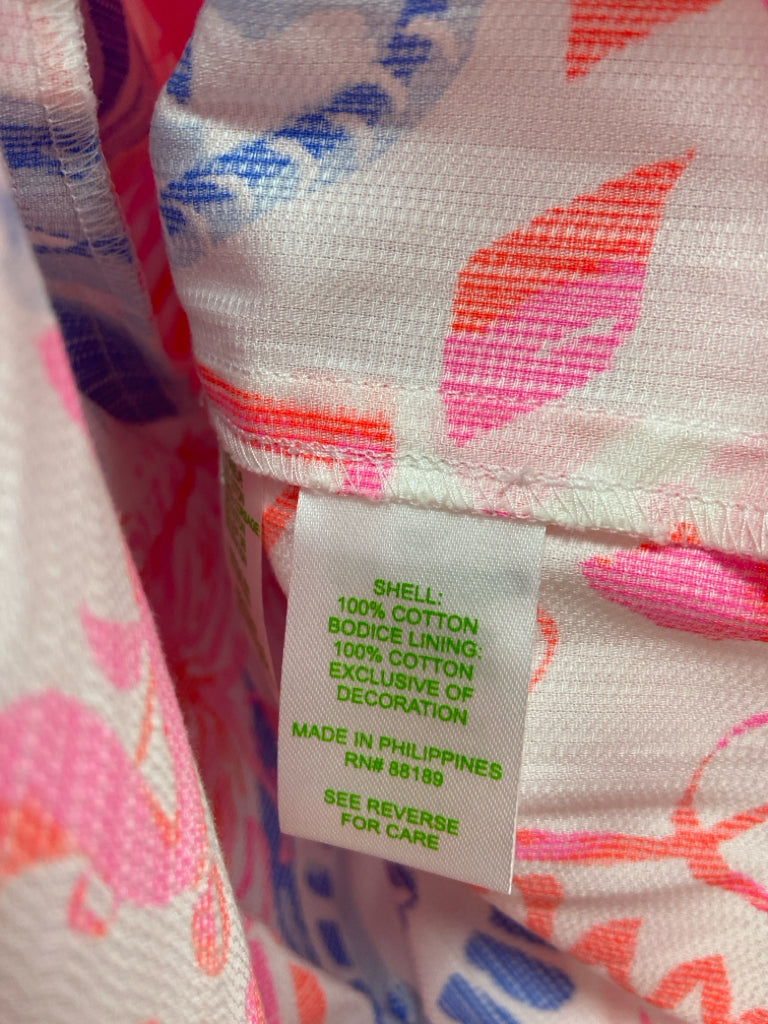NWT LILLY PULITZER Size 2 Neon Coral White/Blue Maxi Ladies Dress