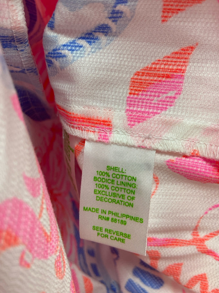 NWT LILLY PULITZER Size 2 Neon Coral White/Blue Maxi Ladies Dress