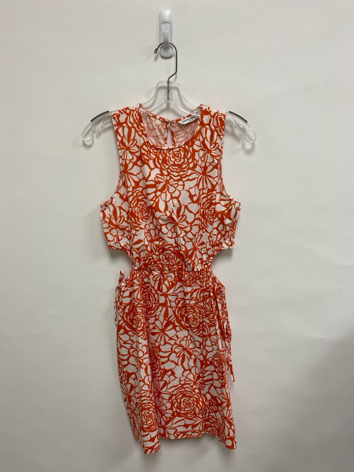 AMANDA UPRICHARD Size S Orange White Flowers Sleeveless Ladies Dress