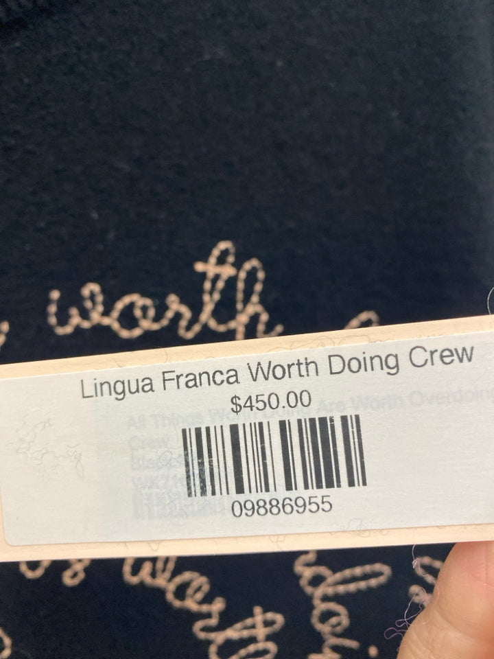 NWT LINGUA FRANCA Size M Black Beige Words Cashmere Ladies Sweater