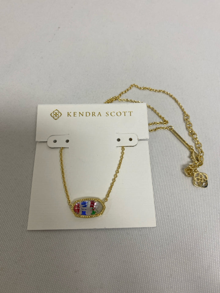 NEW/PKG Kendra Scott Gold Color Red/White/Blue Star(s) Necklace