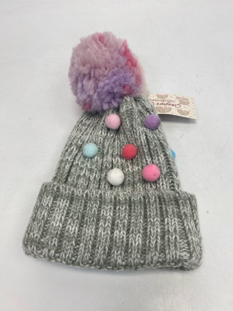 NWT SIZE One Size Gray Multi Color Pom Pom Girl&