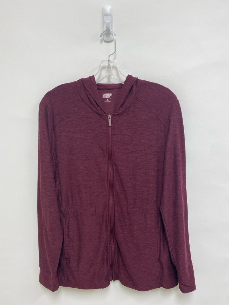 Lands End Size M Burgundy Zip Down Hooded Ladies Jacket