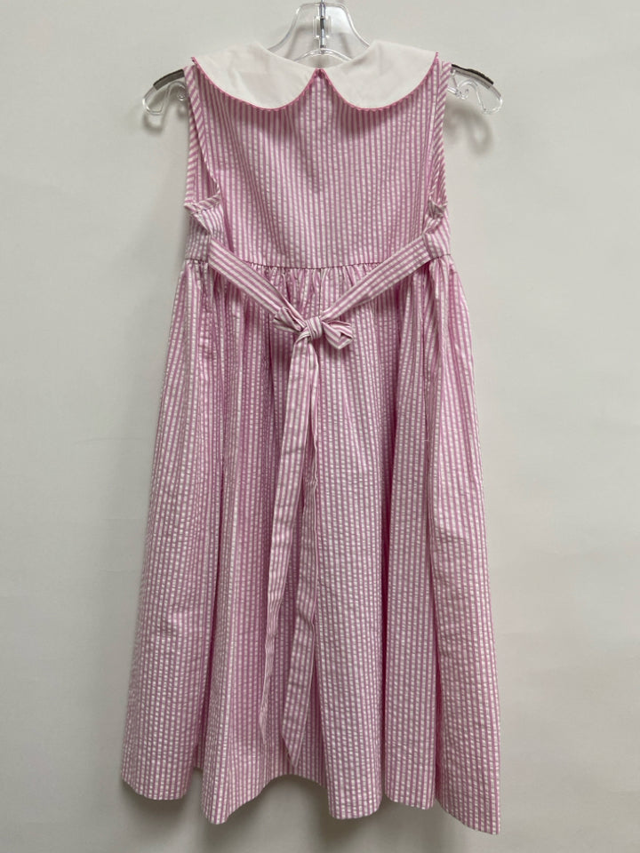 SIZE 6 White/Pink Stripes Sleeveless Seersucker Girl&