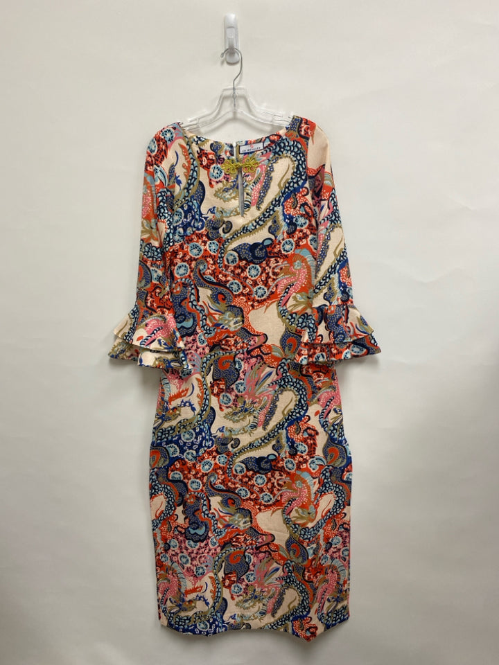 CK Bradley Size S Beige/Blk Red/Multi Abstract Maxi Ladies Dress