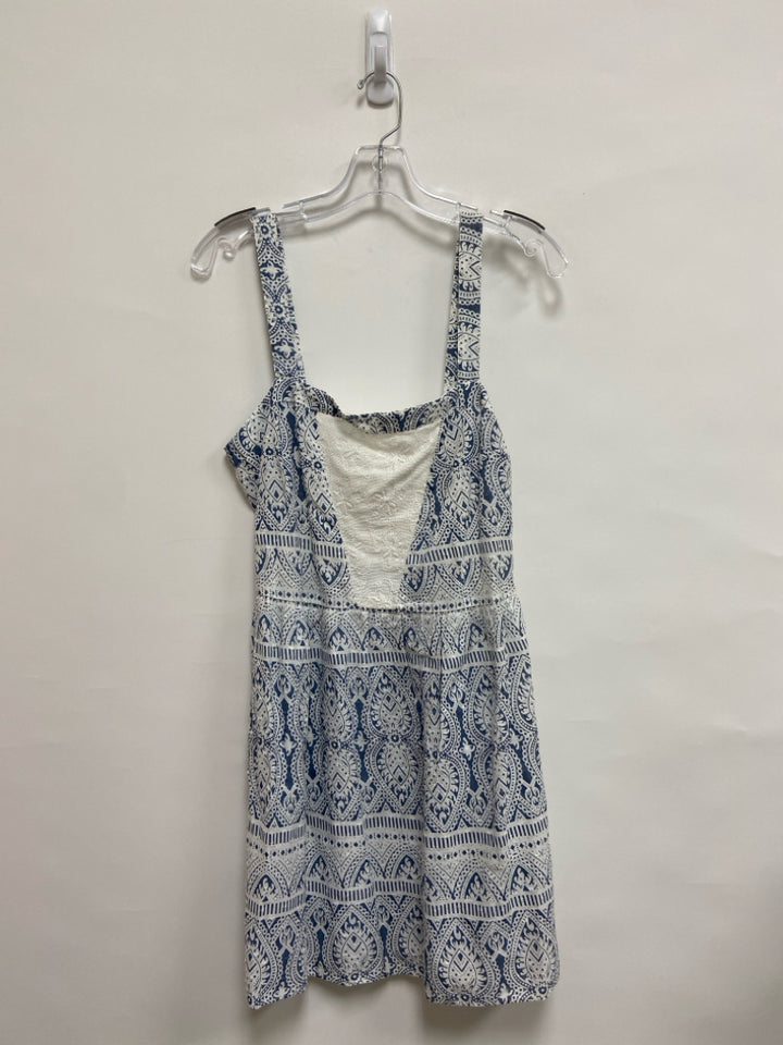 Abercrombie &amp; Fitch Size M White Slate Blue        Damask Ladies Dress