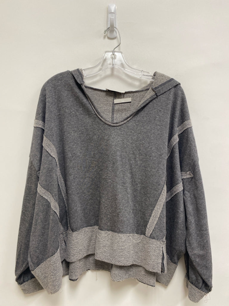 NWT Zenana Size L Charcoal Mottled Hooded Ladies Pullover