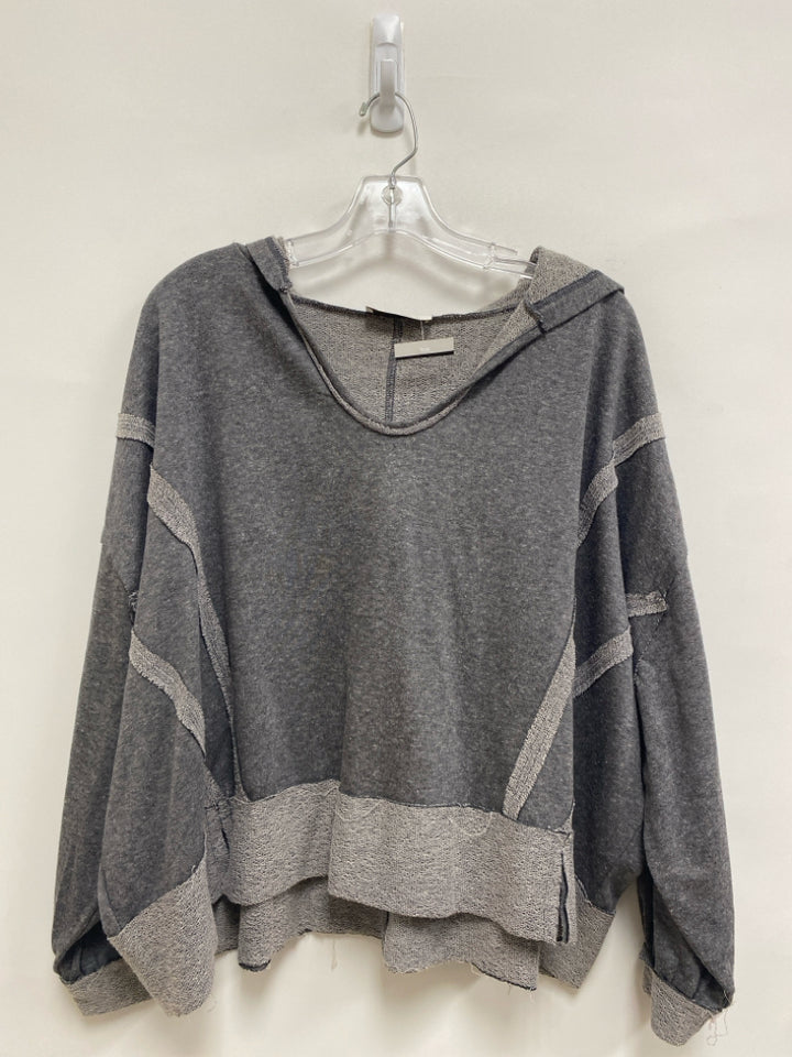 NWT Zenana Size L Charcoal Mottled Hooded Ladies Pullover