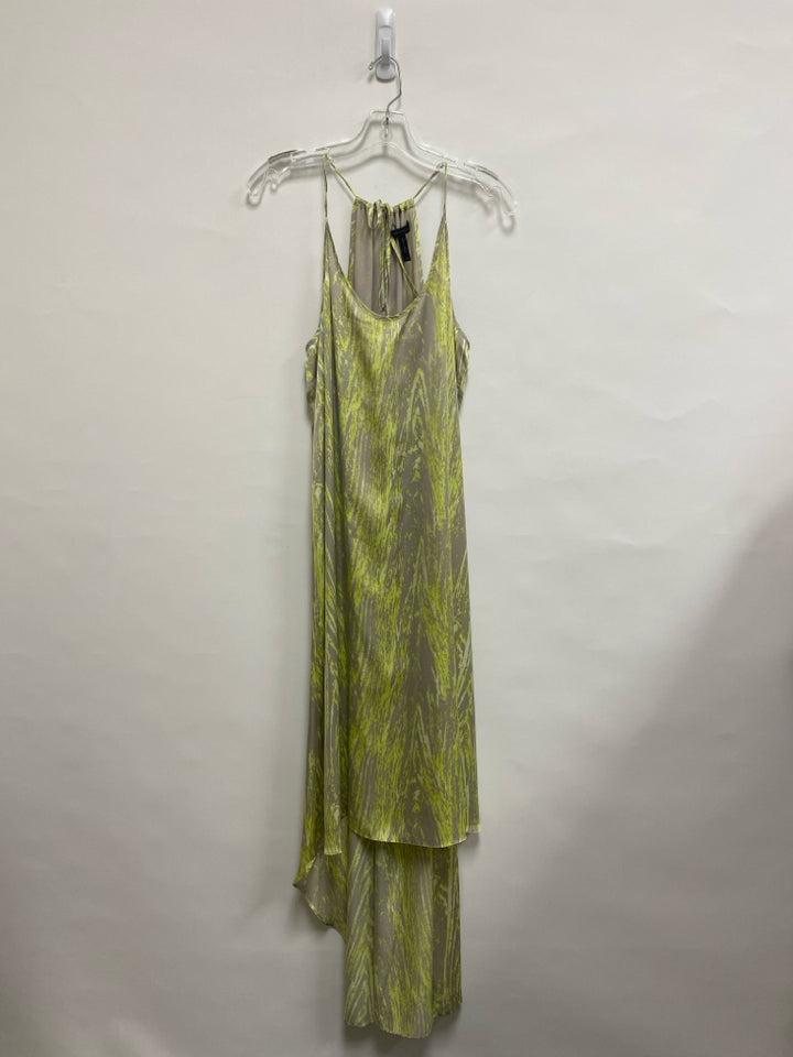 BCBG Size M Gray/White Neon Yellow Streaked Sleeveless Ladies Dress