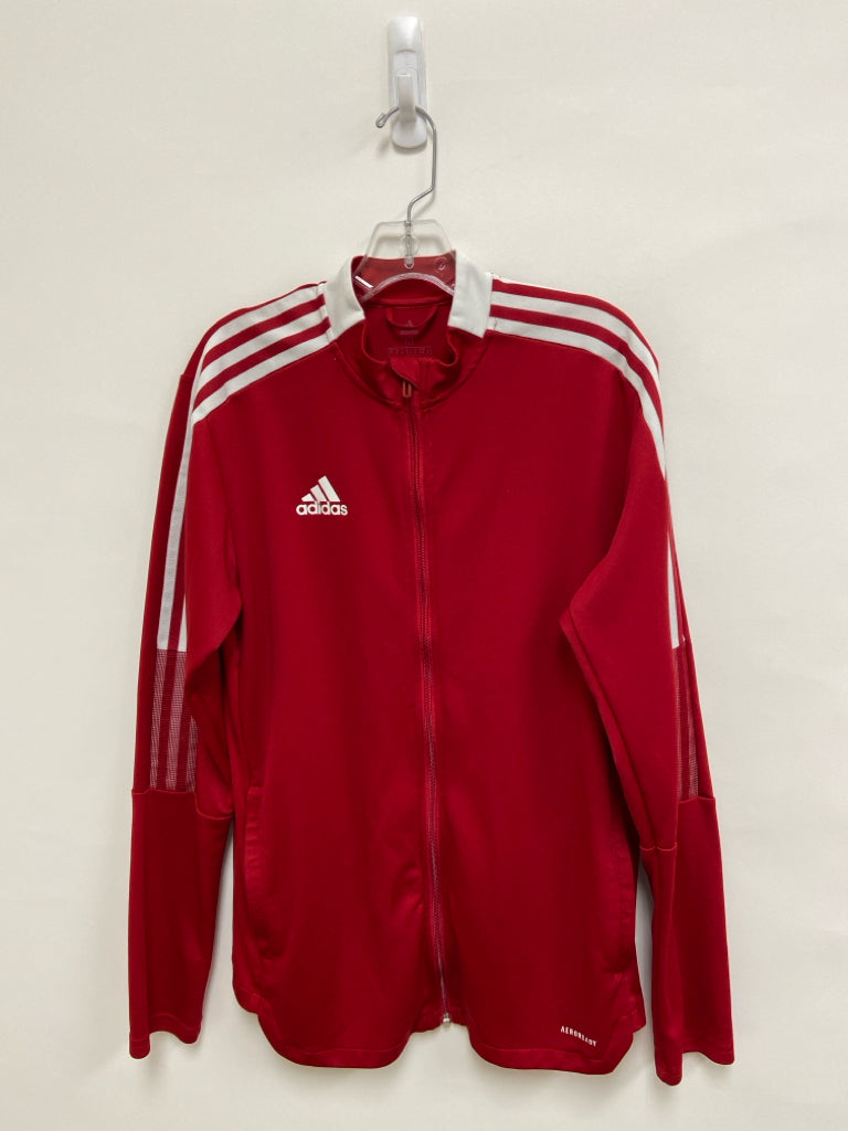 Adidas Size M Red White Striped Zip Down Men&