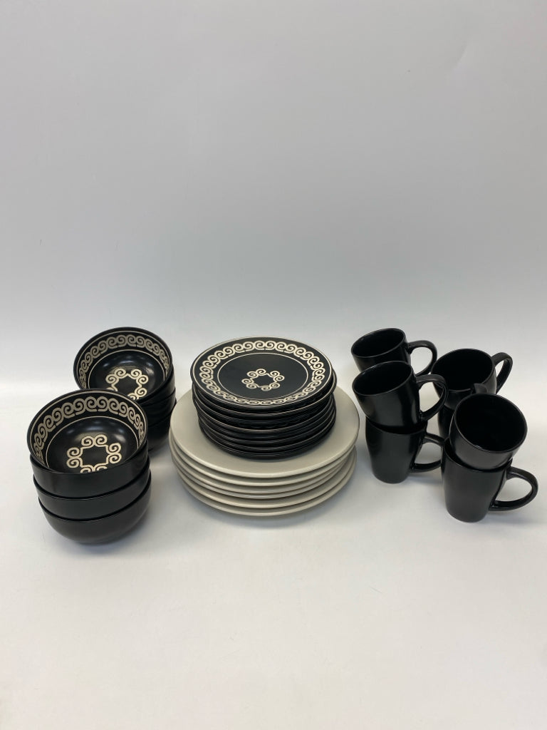 Black Beige Print Dishes