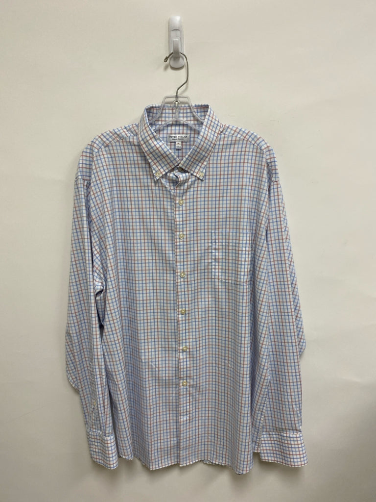 Peter Millar Size XL White Blue/Red Plaid Men&