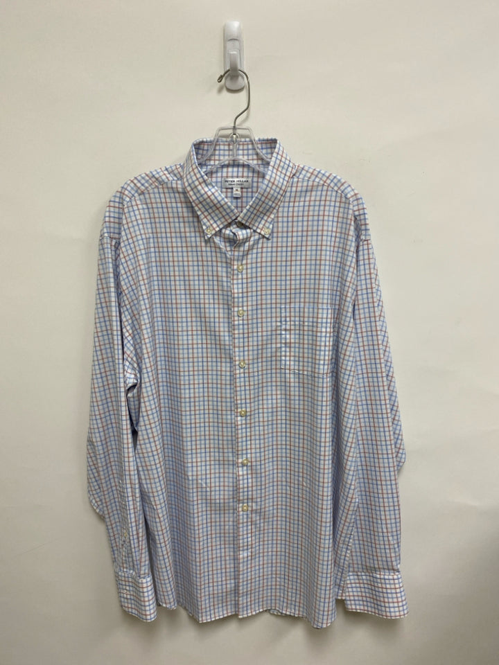 Peter Millar Size XL White Blue/Red Plaid Men&
