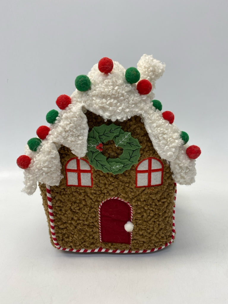 NWT Pottery Barn Brown Cream/Green Gingerbread Stuffed Christmas