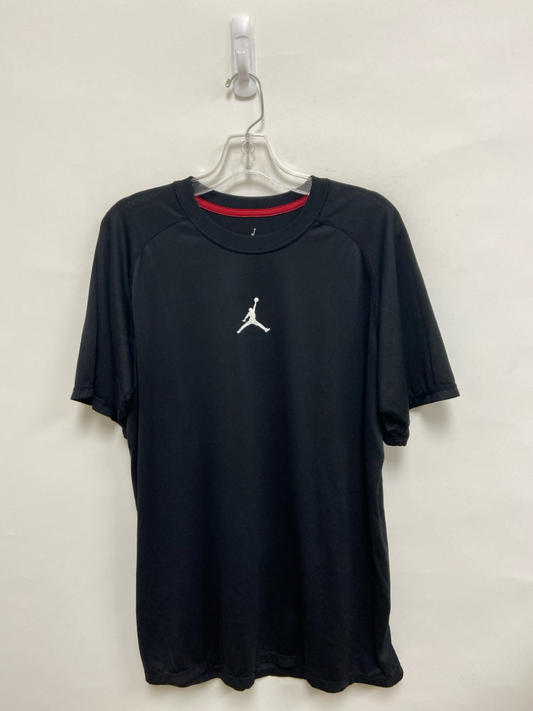 JORDAN Size L Black Logo Short Sleeve Men&
