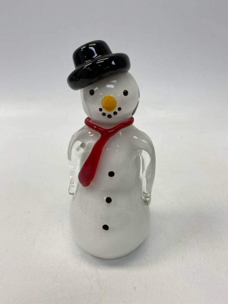 White Black/Red Snowman Glass Christmas