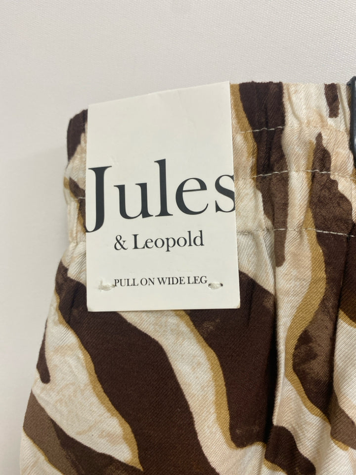 NWT Jules &amp; Leopold Size XL White/Brown Beige Animal Print Pull-on Ladies Pants
