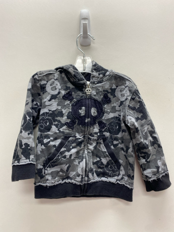 SIZE 9M Gray/Blk Camouflage Zip Down Boy&