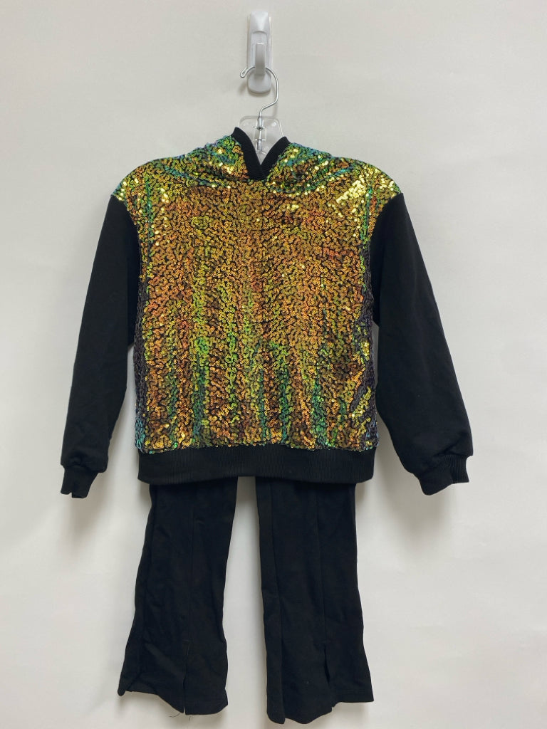 SIZE 6X Black Blue/Gold Sequined Hooded Girl&