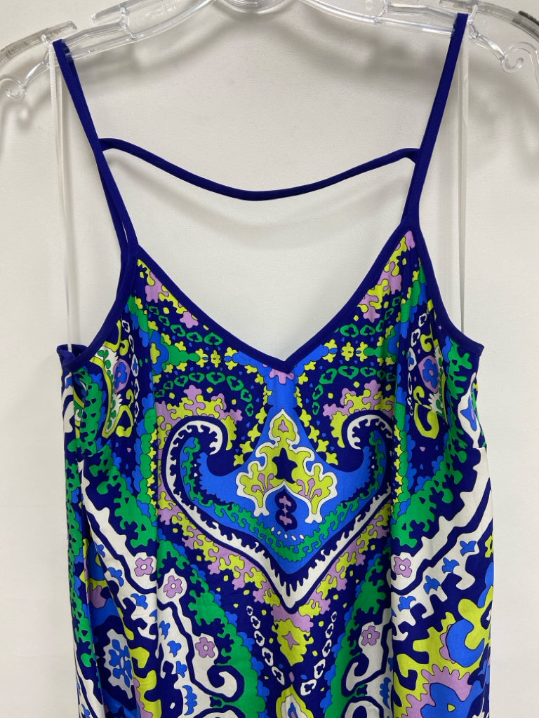 Alice&amp;Trixie Size M Dark Blue Multi Color Print Maxi Ladies Dress