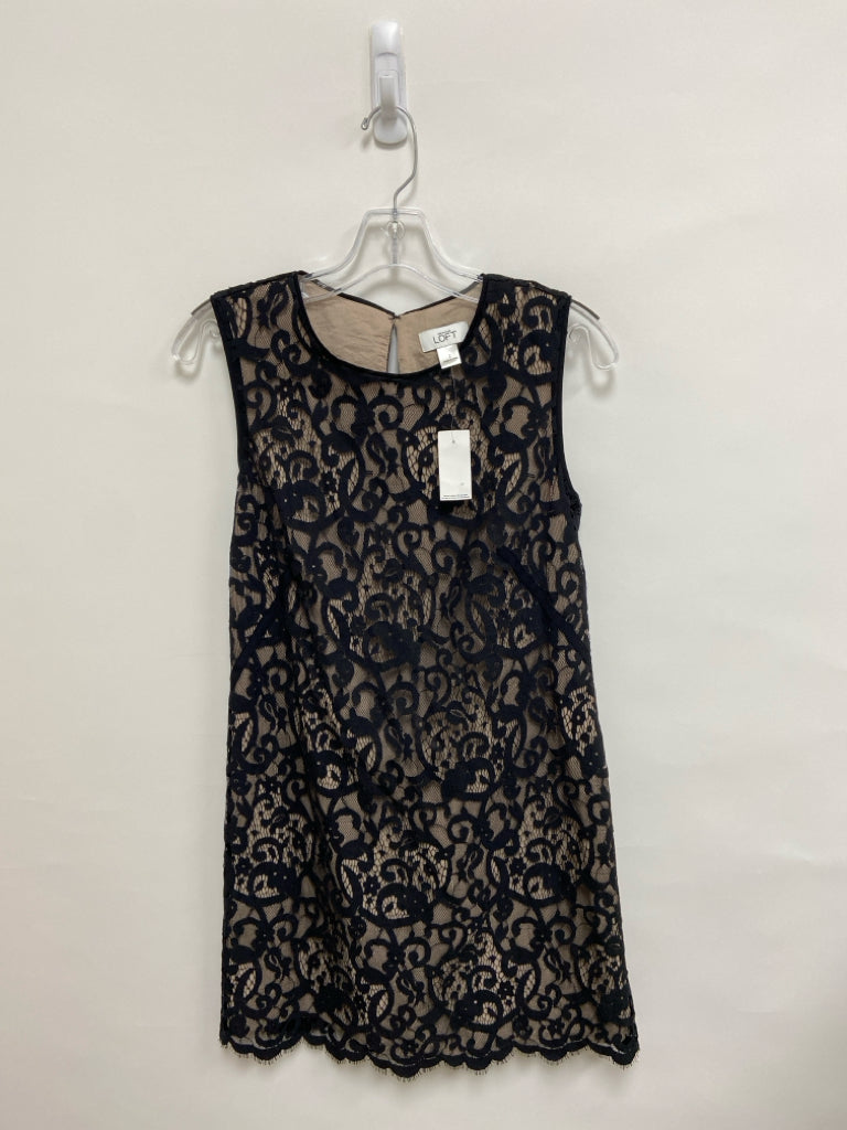 NWT LOFT Size 2 Black Tan Flowers Sleeveless Lace Ladies Dress