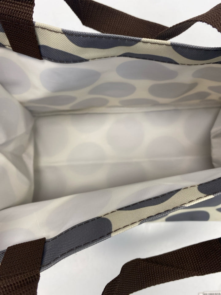 Thirty-One Cream Gray Polka Dot Tote Bag