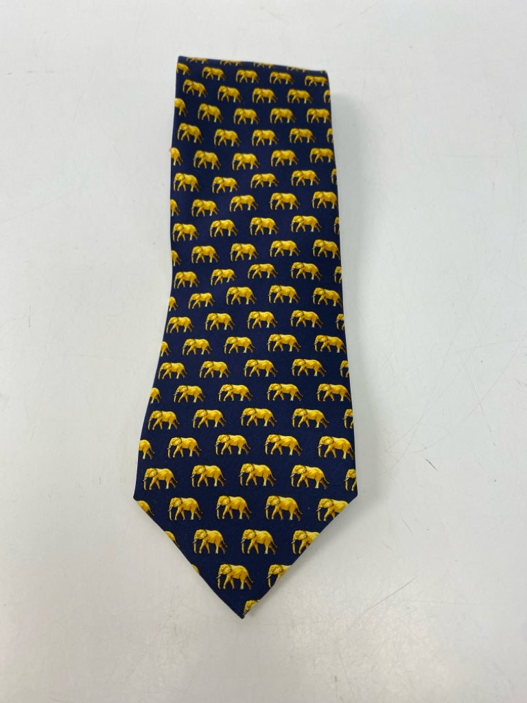 Navy Yellow Elephant(s) Silk Men&
