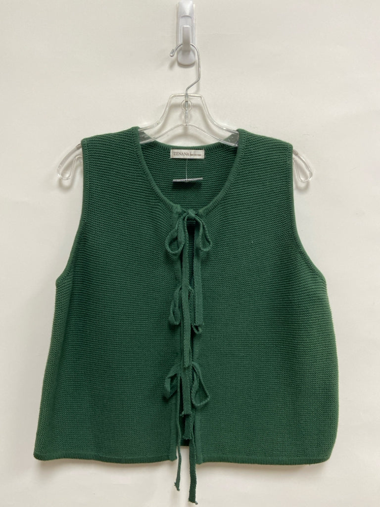 NWT Zenana Size L Green Bows Ladies Sweater Vest