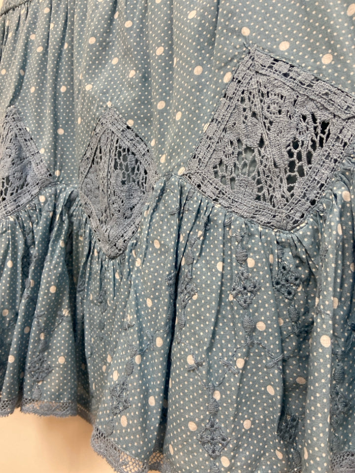 NWT LoveShackFancy Size XS Blue White Polka Dot Ladies Skirt