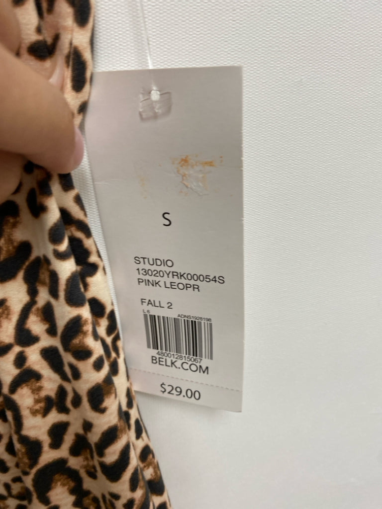 NWT New Directions Size S Peach Black/Brown Animal Print Sleeveless Ladies Top