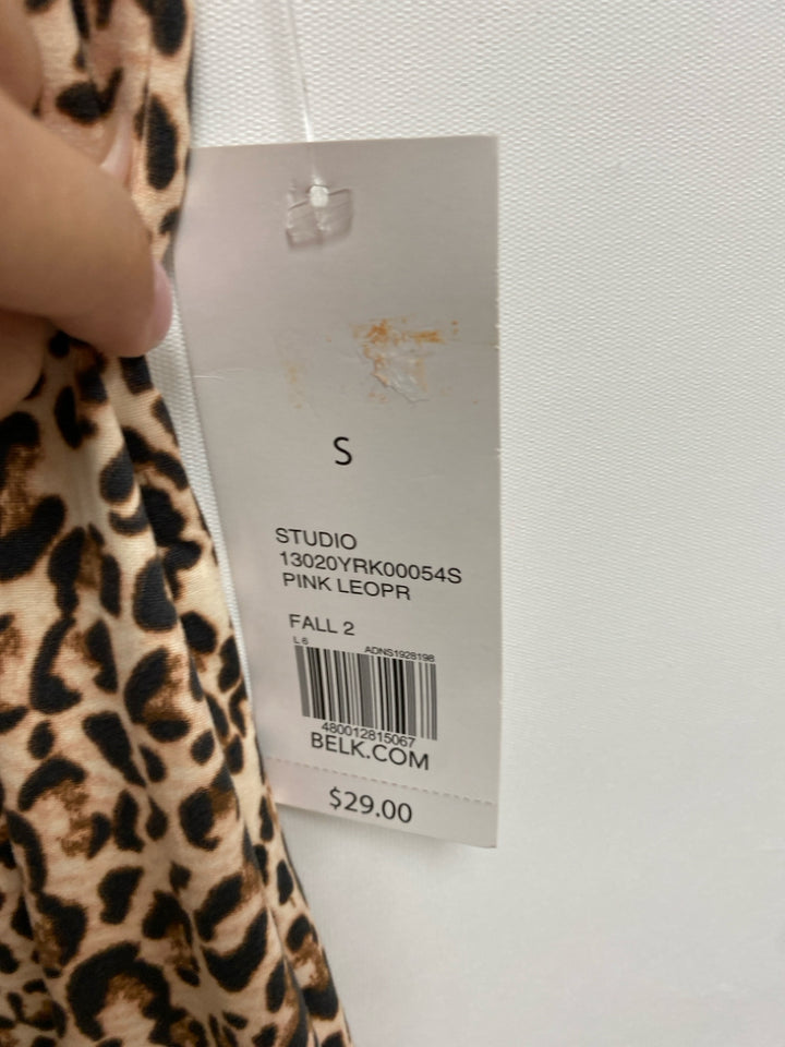 NWT New Directions Size S Peach Black/Brown Animal Print Sleeveless Ladies Top