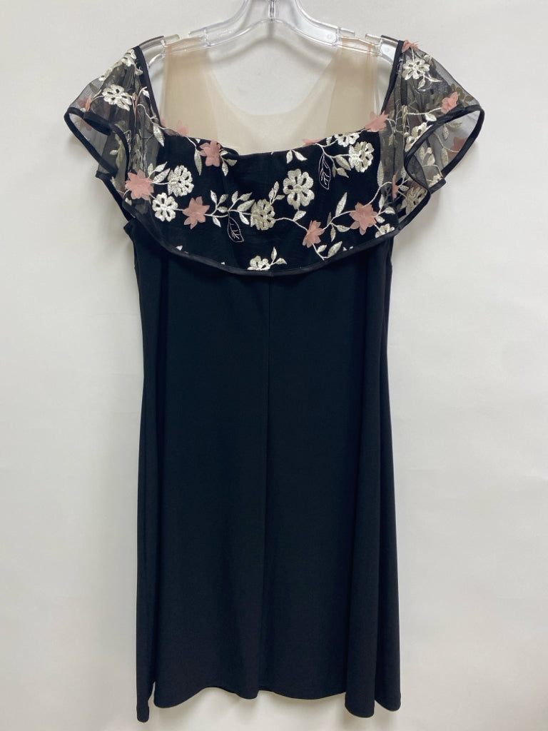 Size L Black Cream/Pink Embroidered Sleeveless Ladies Dress
