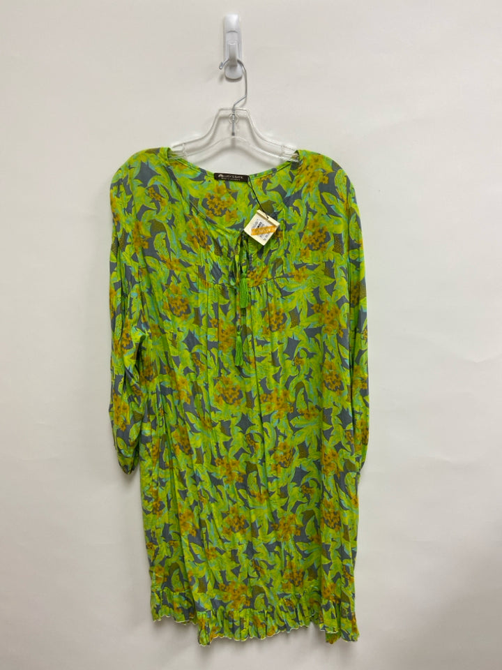 NWT Size OSFM Green Blue/Yellow Flowers Ladies Dress