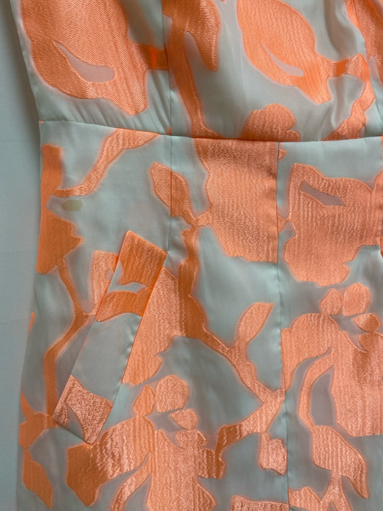 Diane Von Furstenberg Size 10 Coral White Roses Sleeveless Ladies Dress