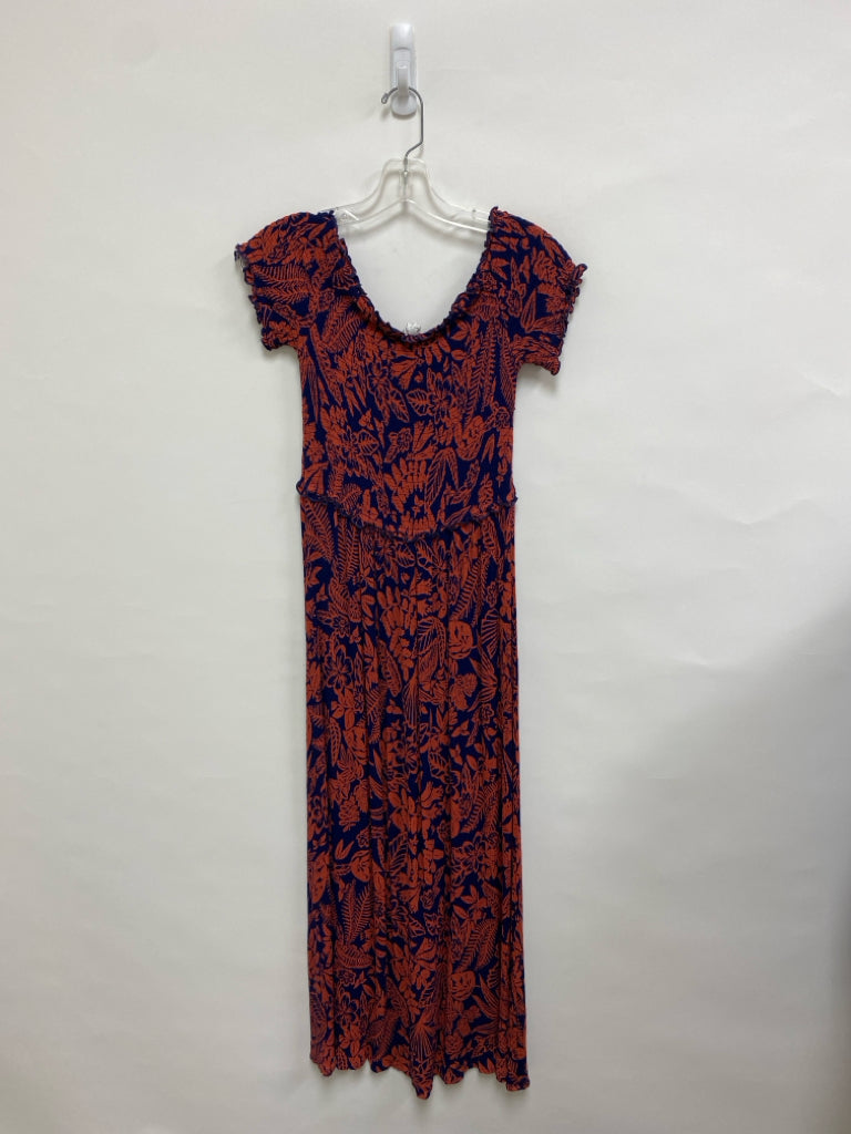 Patrons of Peace Size S Dark Blue Red Floral Ladies Dress