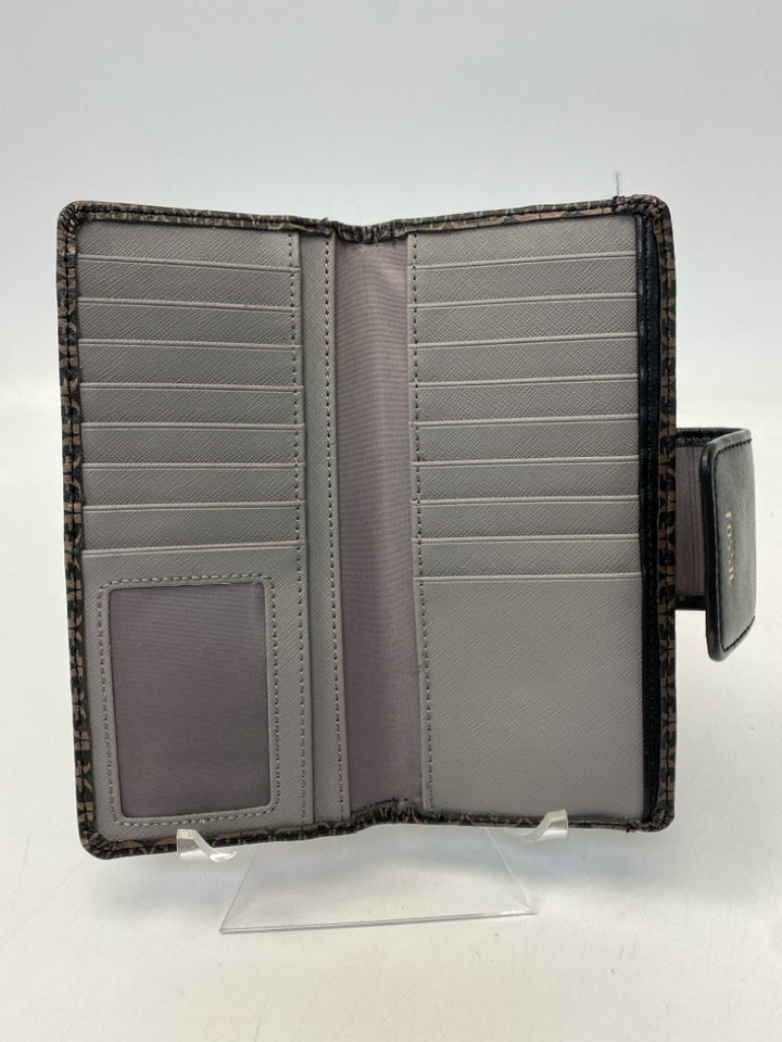 Fossil Black Brown Print Wallet