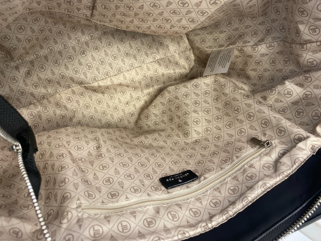 NWT London Fog Black Woven Tote Bag