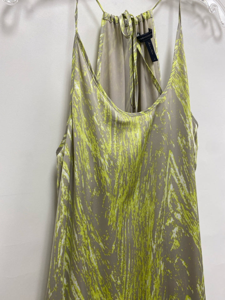 BCBG Size M Gray/White Neon Yellow Streaked Sleeveless Ladies Dress